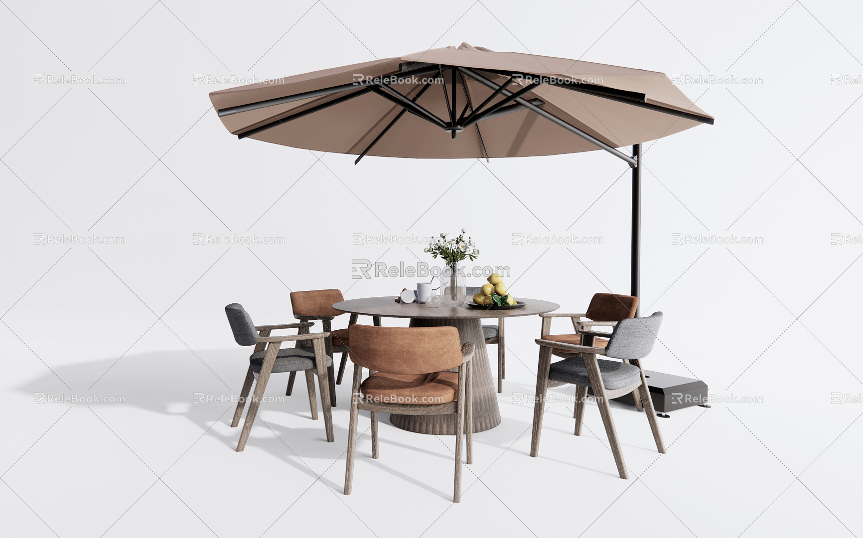 Quiet outdoor tables and chairs 3d model