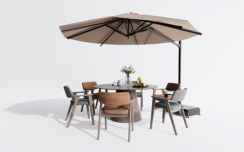 Quiet outdoor tables and chairs 3d model