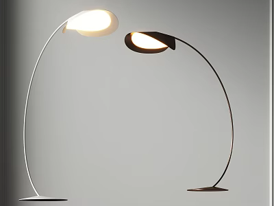 Sleek Modern Arched Floor Lamps With Curved Arm And Illuminated Shade For Home Interior 3d model