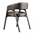 Modern Leather Accent Chair With Curved Backrest And Sturdy Metal Legs Design