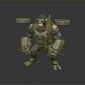 Gorilla Themed Game Movie Character In Mechanical Armor With Cybernetic Enhancements