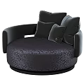 Stylish Modern Round Single Sofa With Dark Patterned Upholstery And Cushions 3d model