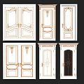 Elegant Decorative Swing Doors Featuring Classical Carvings And Various Panel Designs 3d model