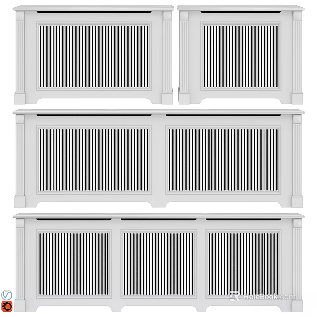 White Vertical Slat Panels With Classic Design For Home Decoration Projects 3d model 