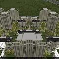 Aerial Planning of Residential Community With High Rise Low Rise Buildings Greenery and Swimming Pools