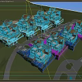 Detached Villas Surrounded By Green Lawns And Trees With Red Roofs Driveways