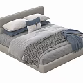 Modern Upholstered Children's Bed With Gray Headboard Colorful Pillows And Geometric Blanket