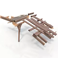 Modern Abstract Wooden Structure With Interconnected Planks And Metal Joints 3d model