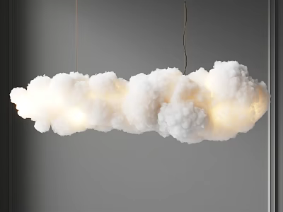 Cloud Shaped White Chandelier with Soft Illuminated Light for Modern Interior Design 3d model