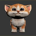 Cute Orange White Striped Kitten Standing On Shiny Black Surface With Reflection And Big Eyes