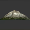 3D Mountain Terrain Model With Green Vegetation White Snow And Blue Water