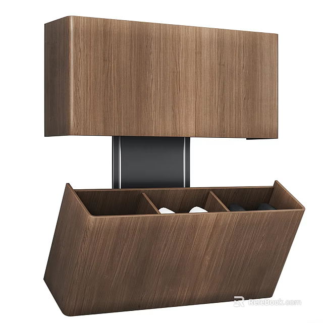 Modern Wooden Shoe Cabinet With Multiple Storage Compartments And Natural Wood Finish Design 3d model 