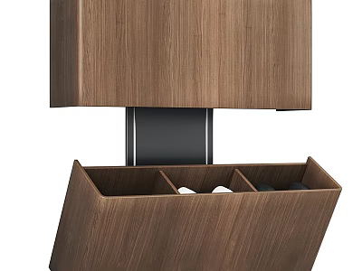 Modern Wooden Shoe Cabinet With Multiple Storage Compartments And Natural Wood Finish Design 3d model