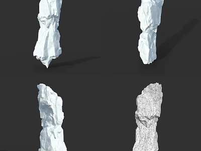 Elegant Natural Wood Stone Pillars Featuring Unique Carved Texture And Decorative Design 3d model