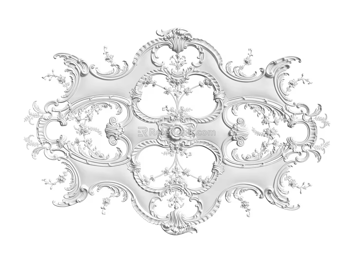European-style lamp panel gypsum component carved 3d model