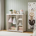 Kids Room Storage Cabinet With Hanging Dresses Decorative Houses And Rabbit Cat Wall Decal