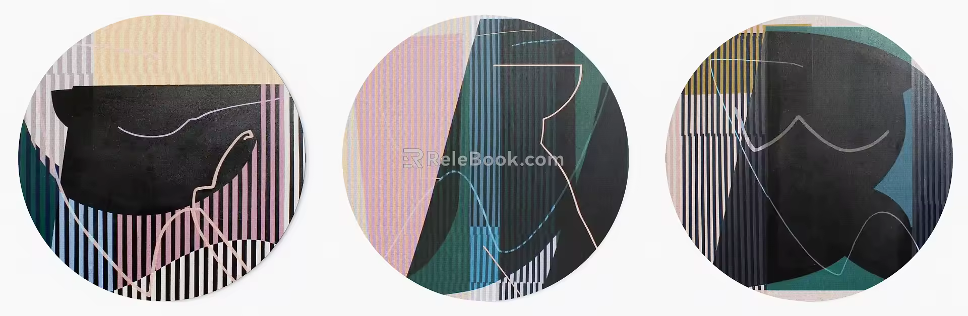 Modern Round Carpet Red Green Blue Stripe Abstract Round Carpet Combination 3d model