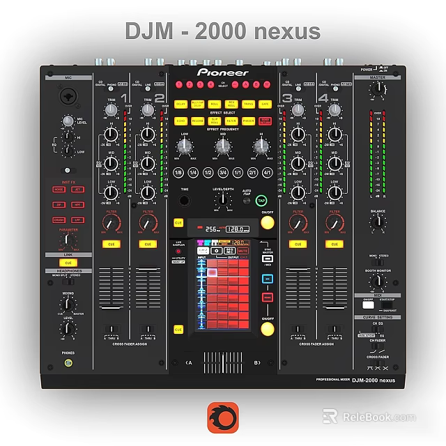 Pioneer DJ Audio Mixer With Headphone Sound System And Professional Control Knobs 3d model 