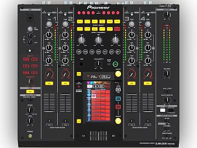 Pioneer DJ Audio Mixer With Headphone Sound System And Professional Control Knobs 3d model