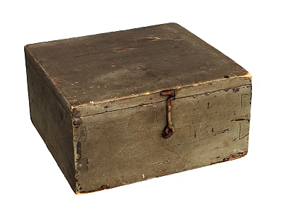 Vintage Wooden Storage Box With Worn Surface And Metal Latch 3d model