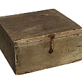 Vintage Wooden Storage Box With Worn Surface And Metal Latch