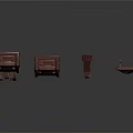 Four Red Block Shaped Character Creature Design Components With Different Structures