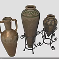 Decorative Indoor Plants in Artistic Ceramic Vases on Intricate Iron Stands