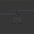 Detailed Blue and White Medical Helicopter Model With Red Cross Symbol And Rotors