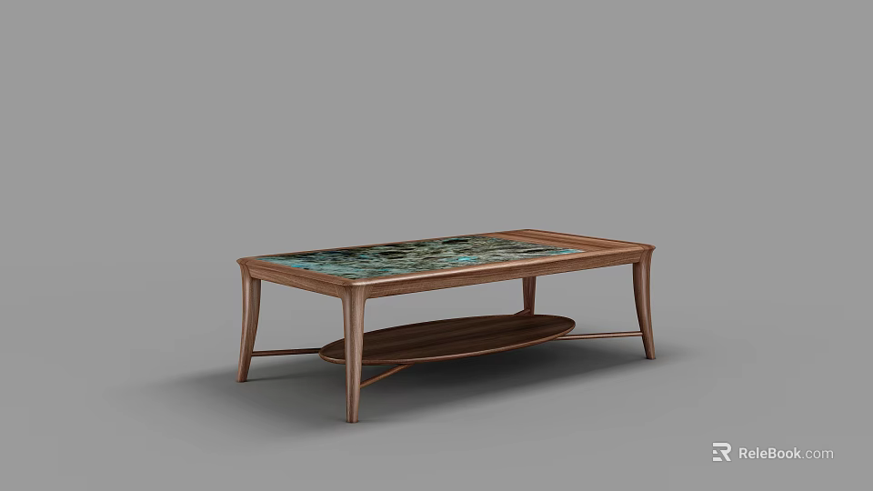 Elegant Modern Coffee Table With Wooden Frame And Unique Glass Top Pattern Design 3d model