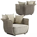 Elegant Modern Rattan Leisure Chair with Soft Beige Cushions and Comfortable Design