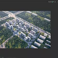 Aerial View Of Well Planned Residential Buildings Surrounded By Green Spaces And Roads