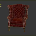 Red Leather Tufted Armchair With Scroll Arms Wooden Legs And Nailhead Trim