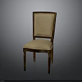 Elegant Traditional Wooden Chair With Beige Upholstered Seat Backrest And Sturdy Legs