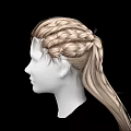 Game and Movie Character White Face Model With Brown Braided Hairstyle On Black Background