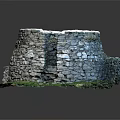 Ancient Circular Stone Structure Ruin With Grass Base And Open Entrance 3d model