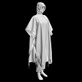 Woman In Minimalist Hooded Cloak With Asymmetrical Hem And Drawstring Detail Wearing Pants