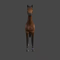 Detailed Brown Horse Standing Against Light Blue Background In 3D Rendering