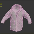 Light Gray Hooded Coat With Zipper Closure And Functional Pockets Design 3d model