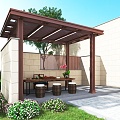 Aluminum alloy new Chinese pavilion 3d model