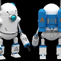 Smart Robot With White And Blue Design Round Head And Blue Eye Sensor 3d model