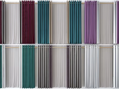 Colorful Curtains In Various Hues For Home Interior Decor And Window Treatment 3d model
