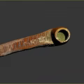 Ceramic Handcrafted Orange Textured Pipe with Green Interior and Carved Design