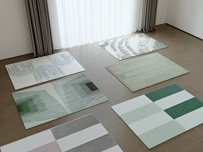Various Square Rugs With Different Colors And Modern Patterns For Interior 3d model