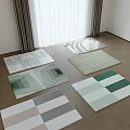 Various Square Rugs With Different Colors And Modern Patterns For Interior 3d model