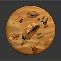 Orange Circular Scene Model With Stone Stele Ring Columns Chests And Stones 3d model