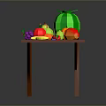 Colorful Assorted Fresh Fruits On Brown Wooden Table With Pineapple Watermelon Apple Banana And Grapes