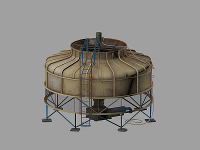 Industrial Cooling Tower with Metal Structure Ladder and Support Legs for Industrial Use 3d model