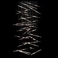 Modern Linear Design Chandelier With Metal Rods And Illuminated Light Features