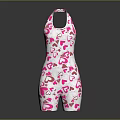 Fashionable White Bodysuit With Pink Red Heart Patterns And Modern Design