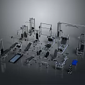 Diverse Fitness Equipment Collection Showcasing Weight Machines Benches and Training Racks
